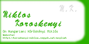 miklos koroskenyi business card